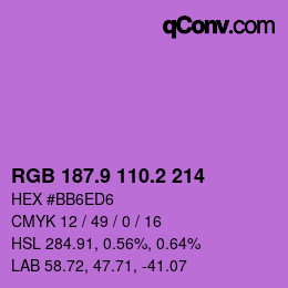 カラーコード: RGB 187.9 110.2 214 | qconv.com