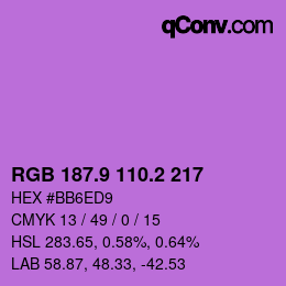 カラーコード: RGB 187.9 110.2 217 | qconv.com