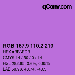 カラーコード: RGB 187.9 110.2 219 | qconv.com