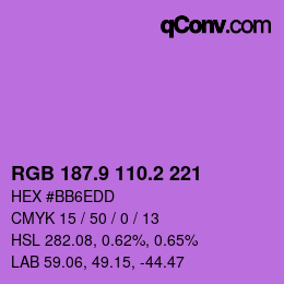 カラーコード: RGB 187.9 110.2 221 | qconv.com