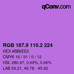 カラーコード: RGB 187.9 110.2 224 | qconv.com