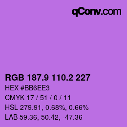 カラーコード: RGB 187.9 110.2 227 | qconv.com