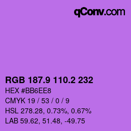 カラーコード: RGB 187.9 110.2 232 | qconv.com