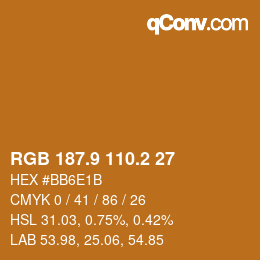 カラーコード: RGB 187.9 110.2 27 | qconv.com