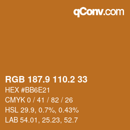 Color code: RGB 187.9 110.2 33 | qconv.com
