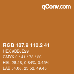 カラーコード: RGB 187.9 110.2 41 | qconv.com