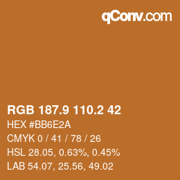 Color code: RGB 187.9 110.2 42 | qconv.com