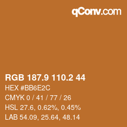 Color code: RGB 187.9 110.2 44 | qconv.com