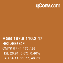 カラーコード: RGB 187.9 110.2 47 | qconv.com