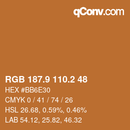 Color code: RGB 187.9 110.2 48 | qconv.com