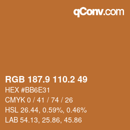 カラーコード: RGB 187.9 110.2 49 | qconv.com