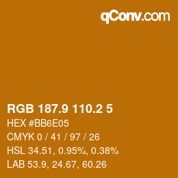 Color code: RGB 187.9 110.2 5 | qconv.com