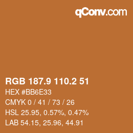 カラーコード: RGB 187.9 110.2 51 | qconv.com