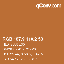 カラーコード: RGB 187.9 110.2 53 | qconv.com