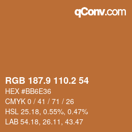 Color code: RGB 187.9 110.2 54 | qconv.com