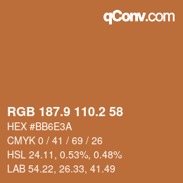 Color code: RGB 187.9 110.2 58 | qconv.com
