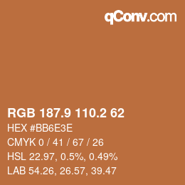 カラーコード: RGB 187.9 110.2 62 | qconv.com