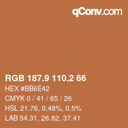 カラーコード: RGB 187.9 110.2 66 | qconv.com