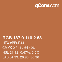 Color code: RGB 187.9 110.2 68 | qconv.com
