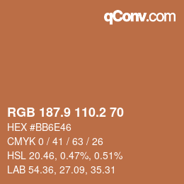 カラーコード: RGB 187.9 110.2 70 | qconv.com