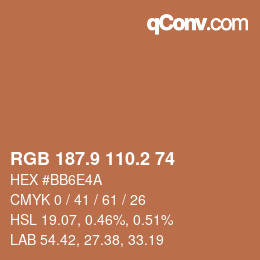 Color code: RGB 187.9 110.2 74 | qconv.com