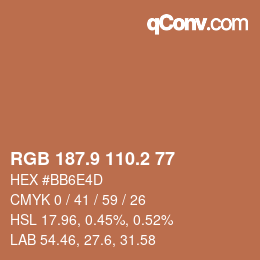 Color code: RGB 187.9 110.2 77 | qconv.com