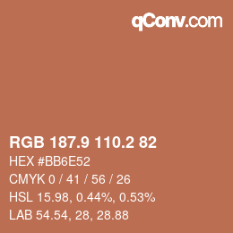 Color code: RGB 187.9 110.2 82 | qconv.com