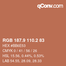 カラーコード: RGB 187.9 110.2 83 | qconv.com