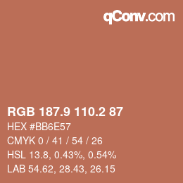 Color code: RGB 187.9 110.2 87 | qconv.com