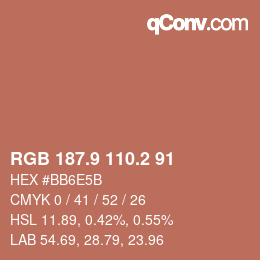 Color code: RGB 187.9 110.2 91 | qconv.com