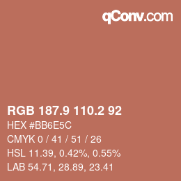 Color code: RGB 187.9 110.2 92 | qconv.com
