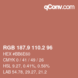 Color code: RGB 187.9 110.2 96 | qconv.com