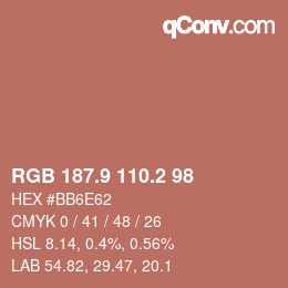 カラーコード: RGB 187.9 110.2 98 | qconv.com