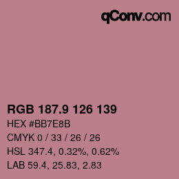 Color code: RGB 187.9 126 139 | qconv.com