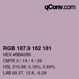 Color code: RGB 187.9 162 181 | qconv.com