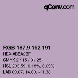 カラーコード: RGB 187.9 162 191 | qconv.com