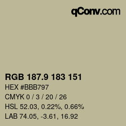 Color code: RGB 187.9 183 151 | qconv.com