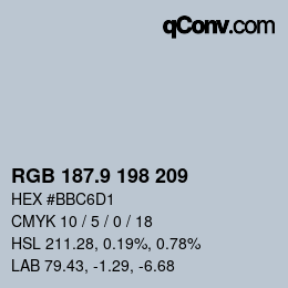 Color code: RGB 187.9 198 209 | qconv.com