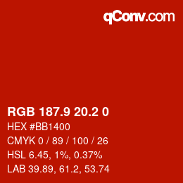 Color code: RGB 187.9 20.2 0 | qconv.com