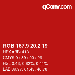カラーコード: RGB 187.9 20.2 19 | qconv.com