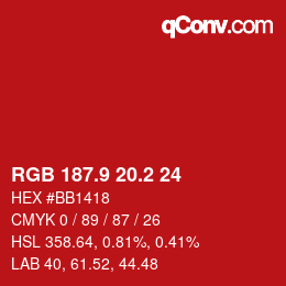 カラーコード: RGB 187.9 20.2 24 | qconv.com