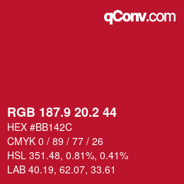 カラーコード: RGB 187.9 20.2 44 | qconv.com