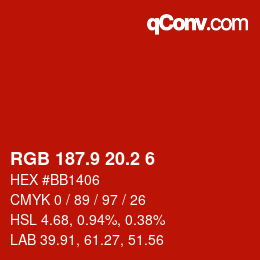 カラーコード: RGB 187.9 20.2 6 | qconv.com