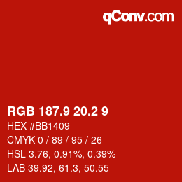 Color code: RGB 187.9 20.2 9 | qconv.com