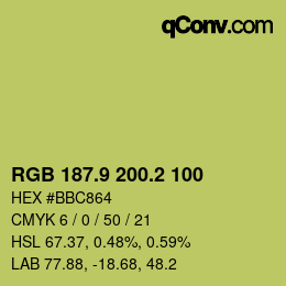 カラーコード: RGB 187.9 200.2 100 | qconv.com