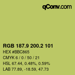 カラーコード: RGB 187.9 200.2 101 | qconv.com