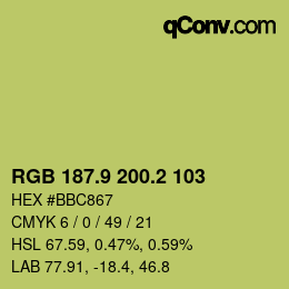 カラーコード: RGB 187.9 200.2 103 | qconv.com