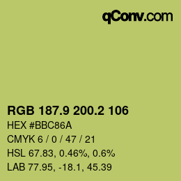カラーコード: RGB 187.9 200.2 106 | qconv.com