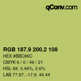 カラーコード: RGB 187.9 200.2 108 | qconv.com