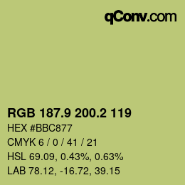 カラーコード: RGB 187.9 200.2 119 | qconv.com